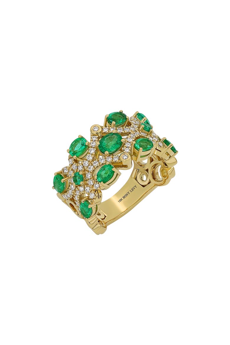 El Mar Gemstone Statement Ring (Nordstrom Exclusive), Main, color, 18K Y GOLD - DIAMOND EMERALD