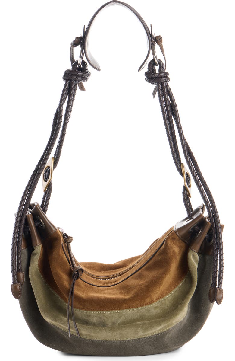 Isabel Marant Medium Maia Colorblock Suede Shoulder Bag, Main, color, Multicolor Khaki