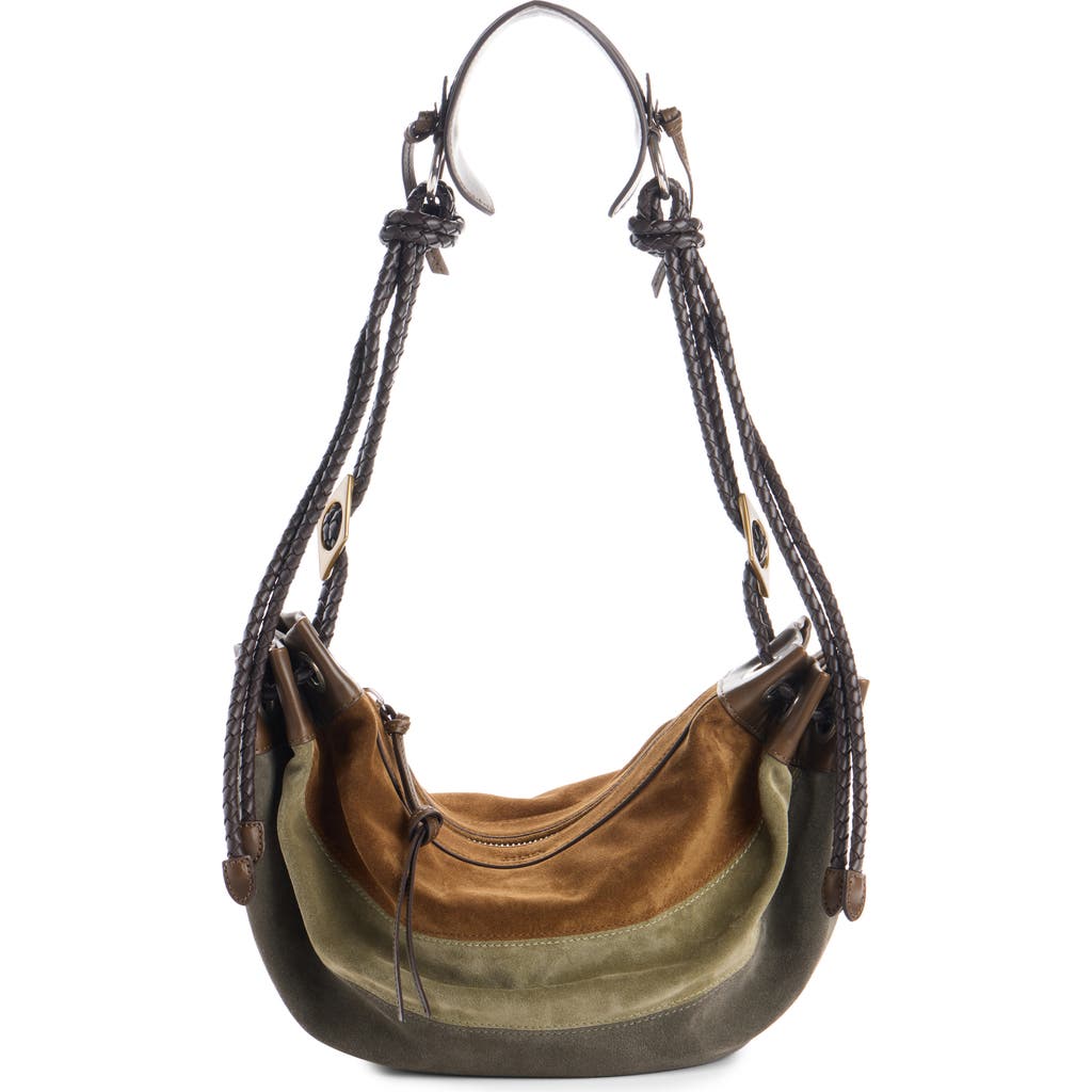 Isabel Marant Medium Maia Colorblock Suede Shoulder Bag in Multicolor Khaki at Nordstrom