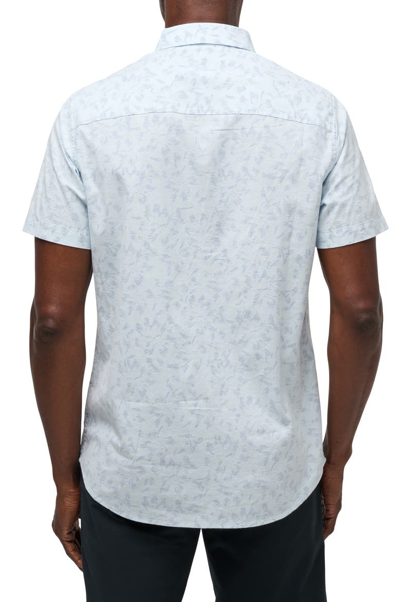 King Air Trim Fit Floral Short Sleeve Button-Up Shirt, Alternate, color, HEATHER DREAM BLUE