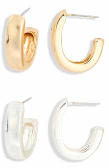 Leith 2-Pack Puffy Huggie Hoop Earrings