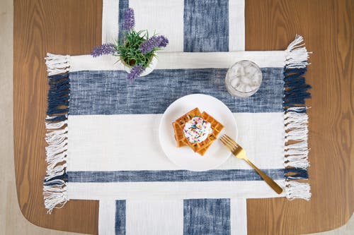 Carol & Frank Morgan Striped Table Runners Collection In Blue