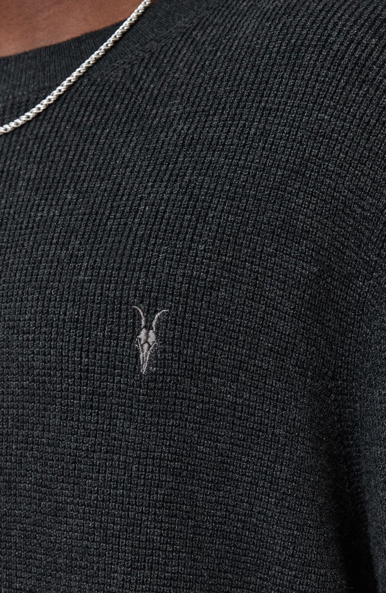 AllSaints Oversize Cotton & Wool Waffle Crewneck Sweater, Alternate, color,