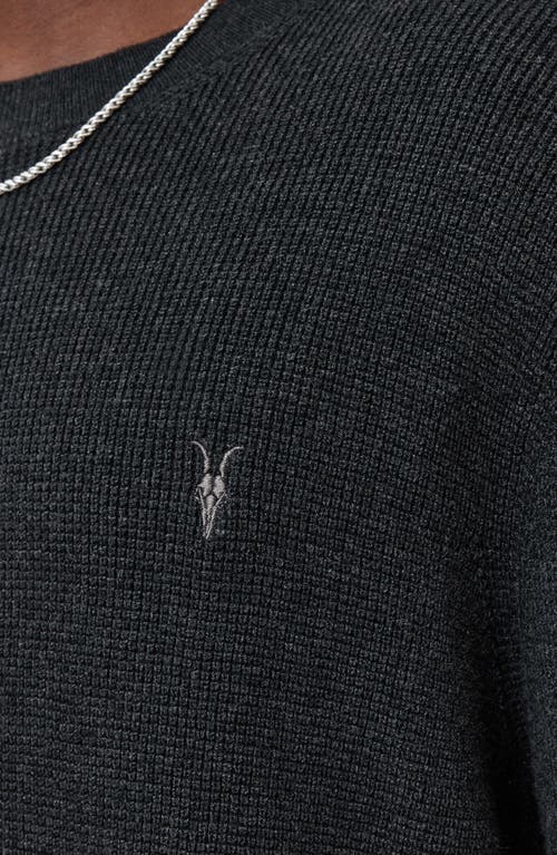 Allsaints Oversize Cotton & Wool Waffle Crewneck Sweater In Gray