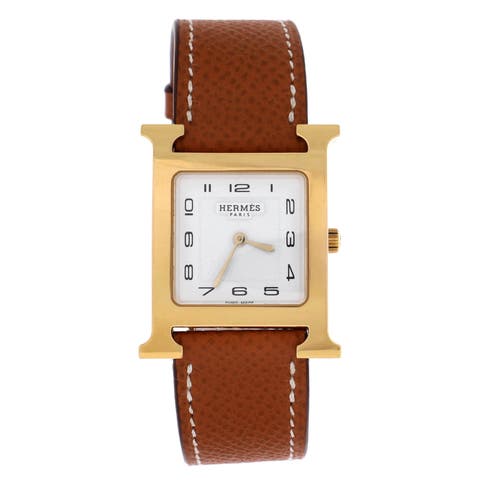 Heure H Quartz Watch Plated Metal and Leather 30