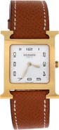 Pre-Owned Hermes Heure H Quartz Watch Plated Metal and Leather 30