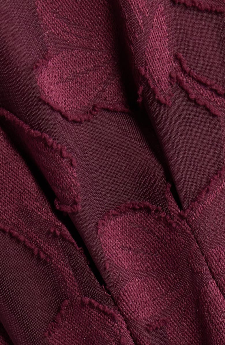 Anne Klein Floral Appliqué Long Sleeve Dress, Alternate, color, Dark Chianti