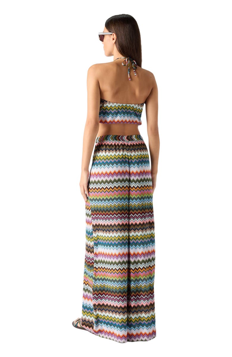 Missoni Top In Lamé Viscose With Pixel-effect Zigzag Pattern And Halter Neckline, Alternate, color, Black & Multicoloured