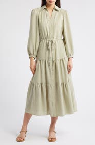 Julia Jordan Stripe Bracelet Sleeve Button-Up Shirtdress