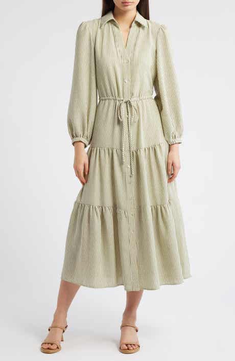 Julia Jordan Stripe Bracelet Sleeve Button-Up Shirtdress