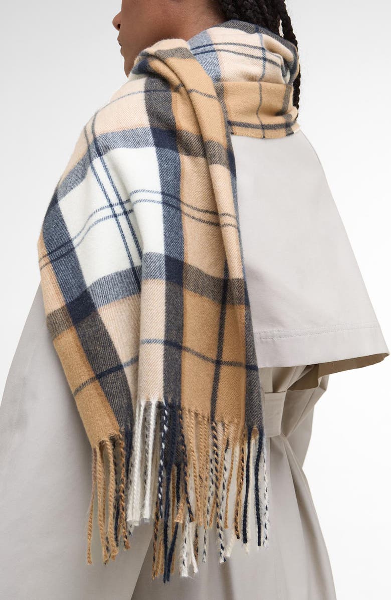 Barbour Hailes Plaid Scarf, Alternate, color, Hessian Navy Tartan