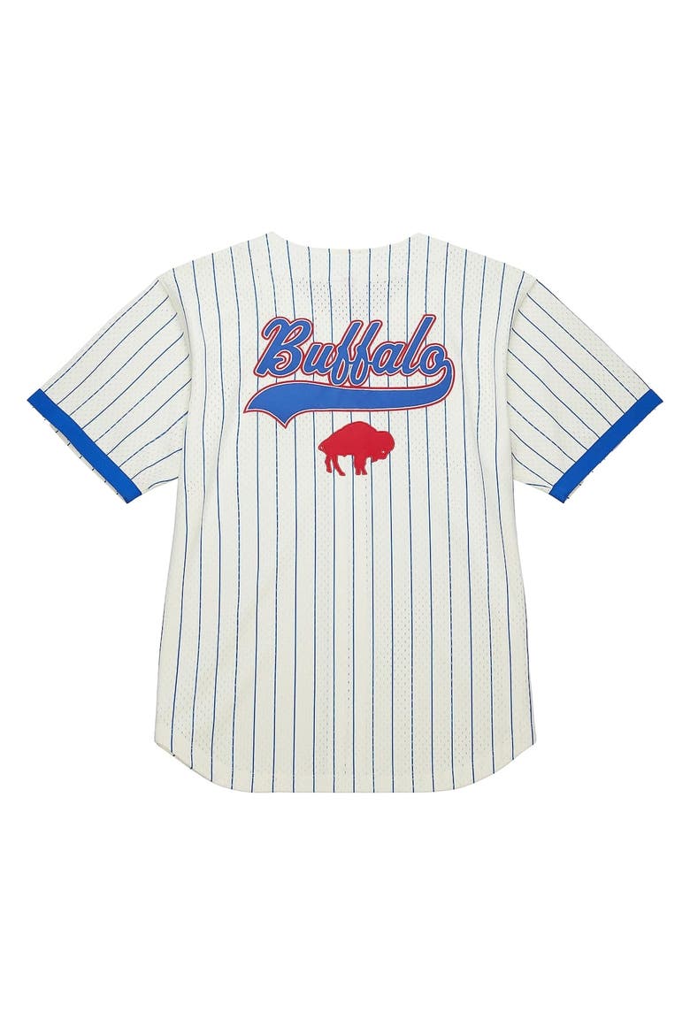Men's Mitchell & Ness  Cream Buffalo Bills Vintage Logo Final Seconds Full-Button Mesh Top, Alternate, color, Cream