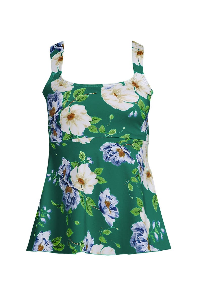 Adjustable Scoop Neck Flutter Tankini Top, Alternate, color, Island Emerald Petunia Floral