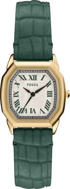 Fossil Harlow Croc Embossed Leather Strap Watch, 27mm