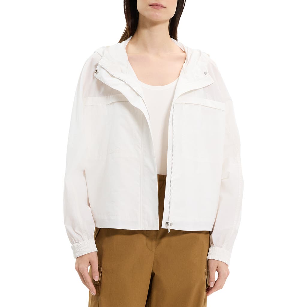 Theory Gathered Hooded Jacket In White