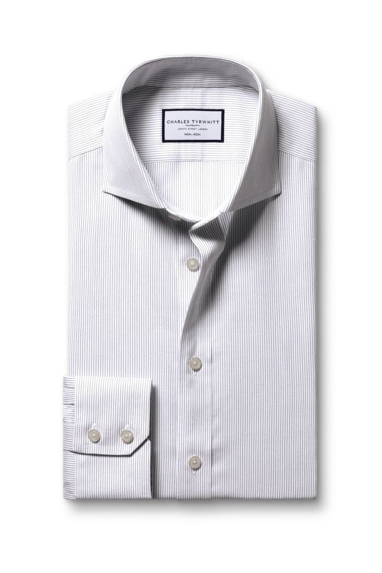 Non-Iron Twill Stripe Shirt, Alternate, color, White