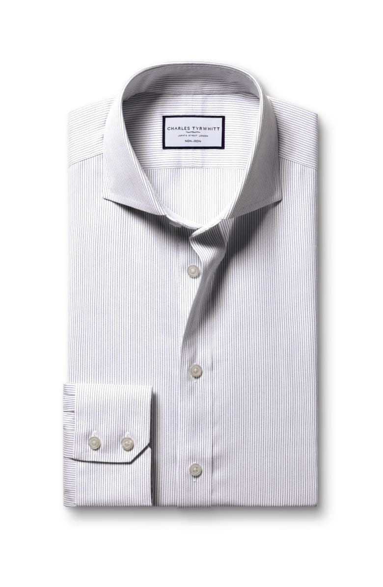 Charles Tyrwhitt Non-Iron Twill Stripe Shirt, Alternate, color, White