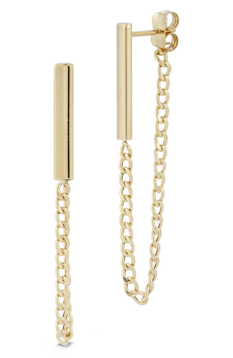 Ember Fine Jewelry Bar Curb Chain Drop Earrings, Main, color, Gold