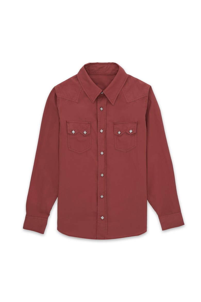 Toledo Cotton Poplin Western Shirt, Main, color, Burgundy