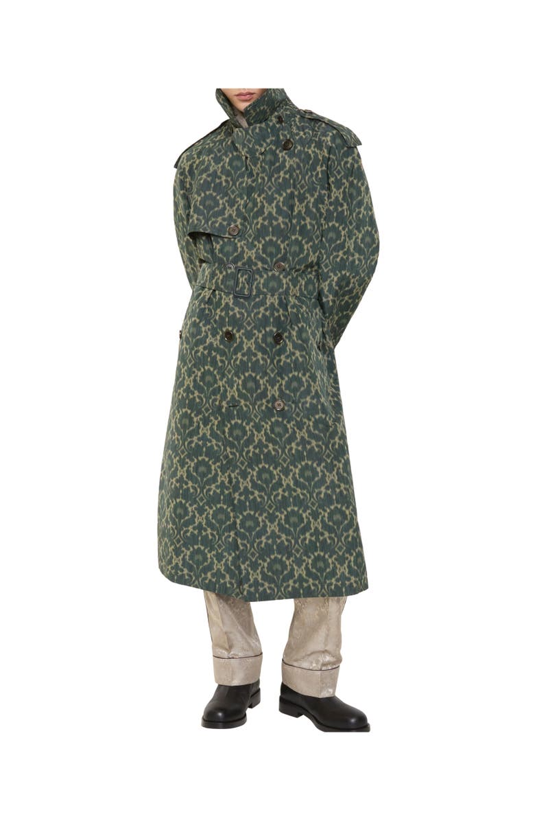 Burberry Long Baroque Viscose Blend Trench Coat, Alternate, color, Vine Green