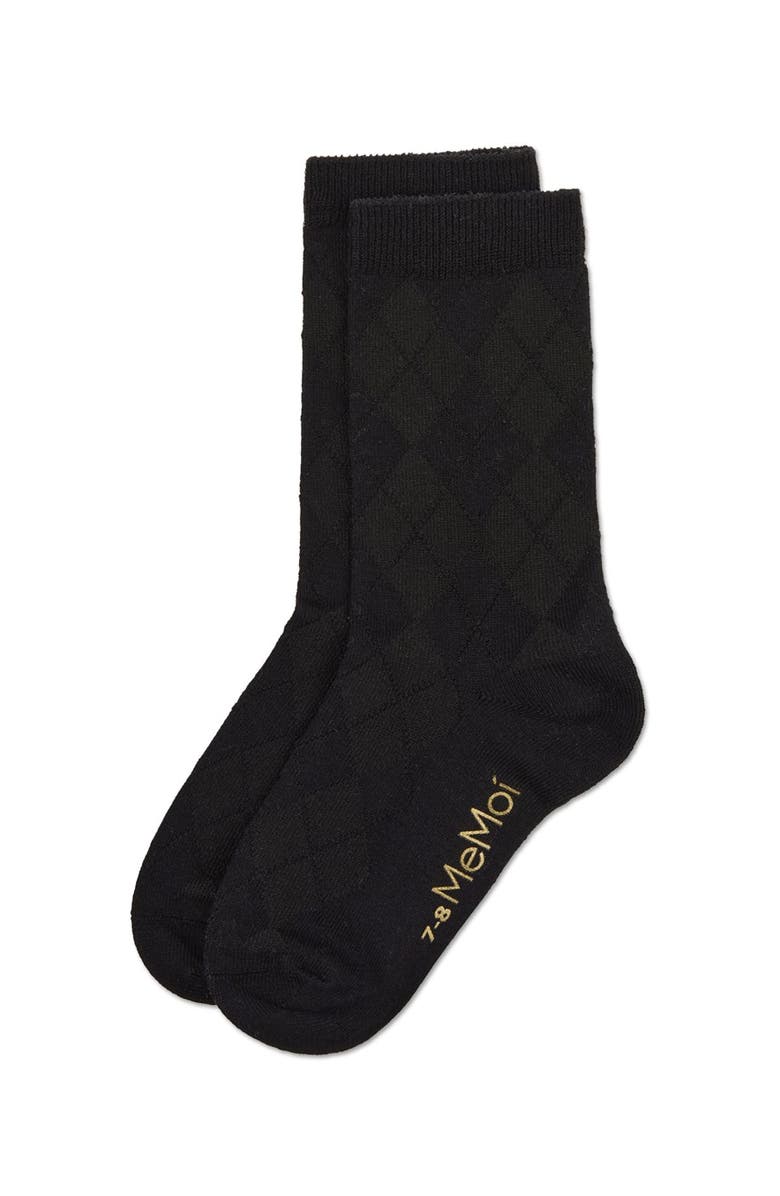 MeMoi All Over Argyle Crew Socks, Alternate, color, Black