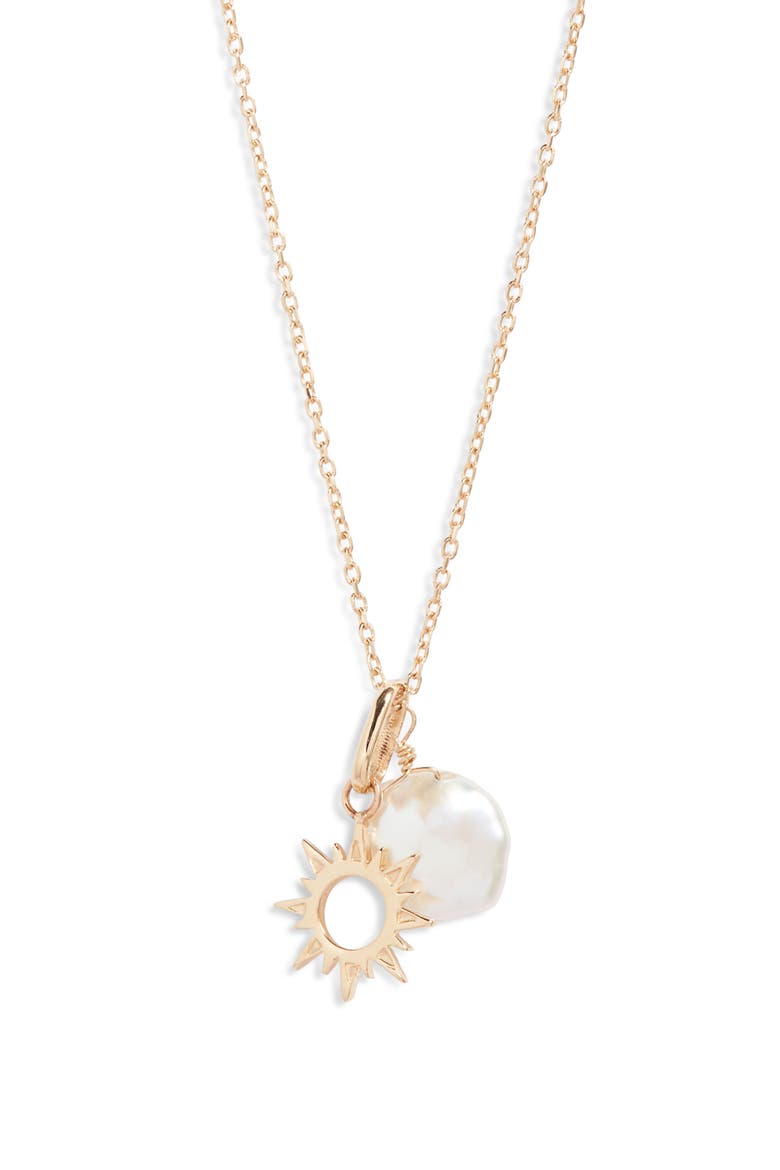 Aztec Sun Pendant Necklace, Main, color, WHITE
