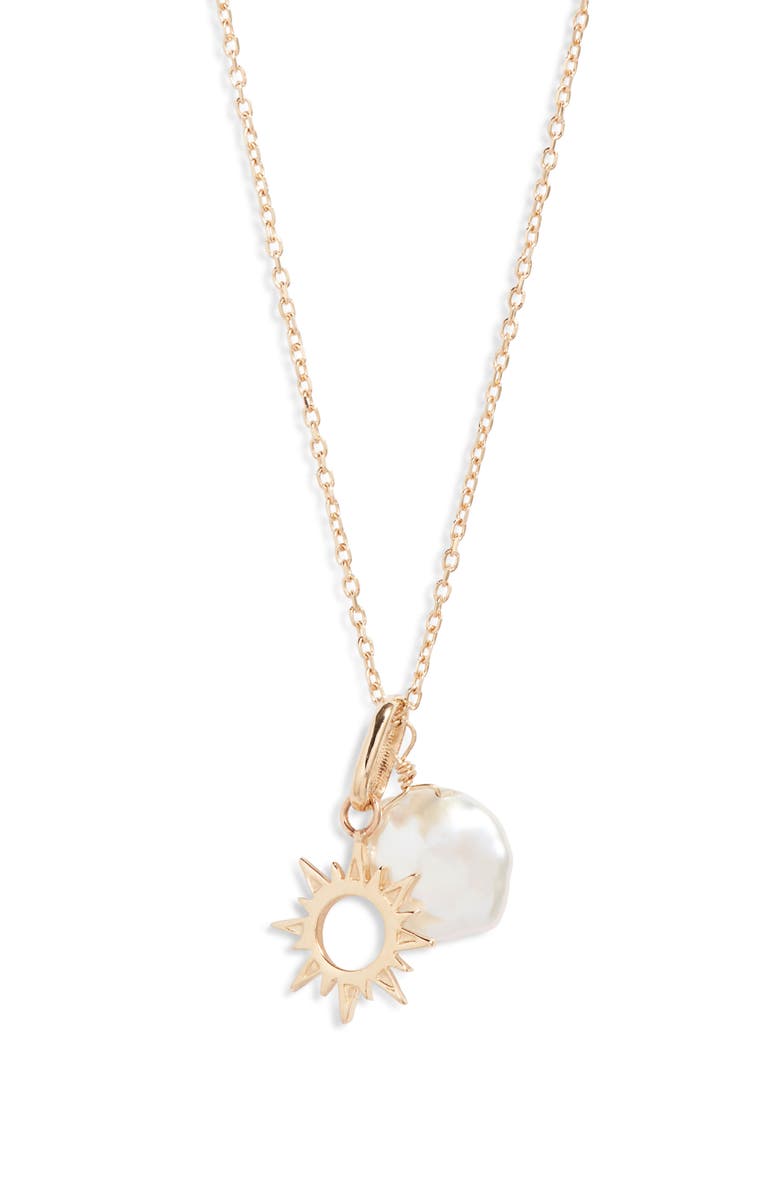 Anzie x Mel Soldera Sun Charm & Heishi Pearl Pendant Necklace, Main, color, White