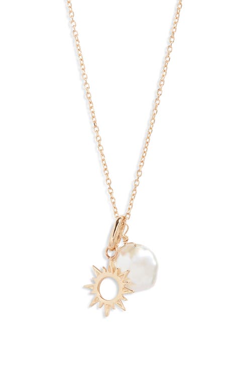 x Mel Soldera Sun Charm & Heishi Pearl Pendant Necklace