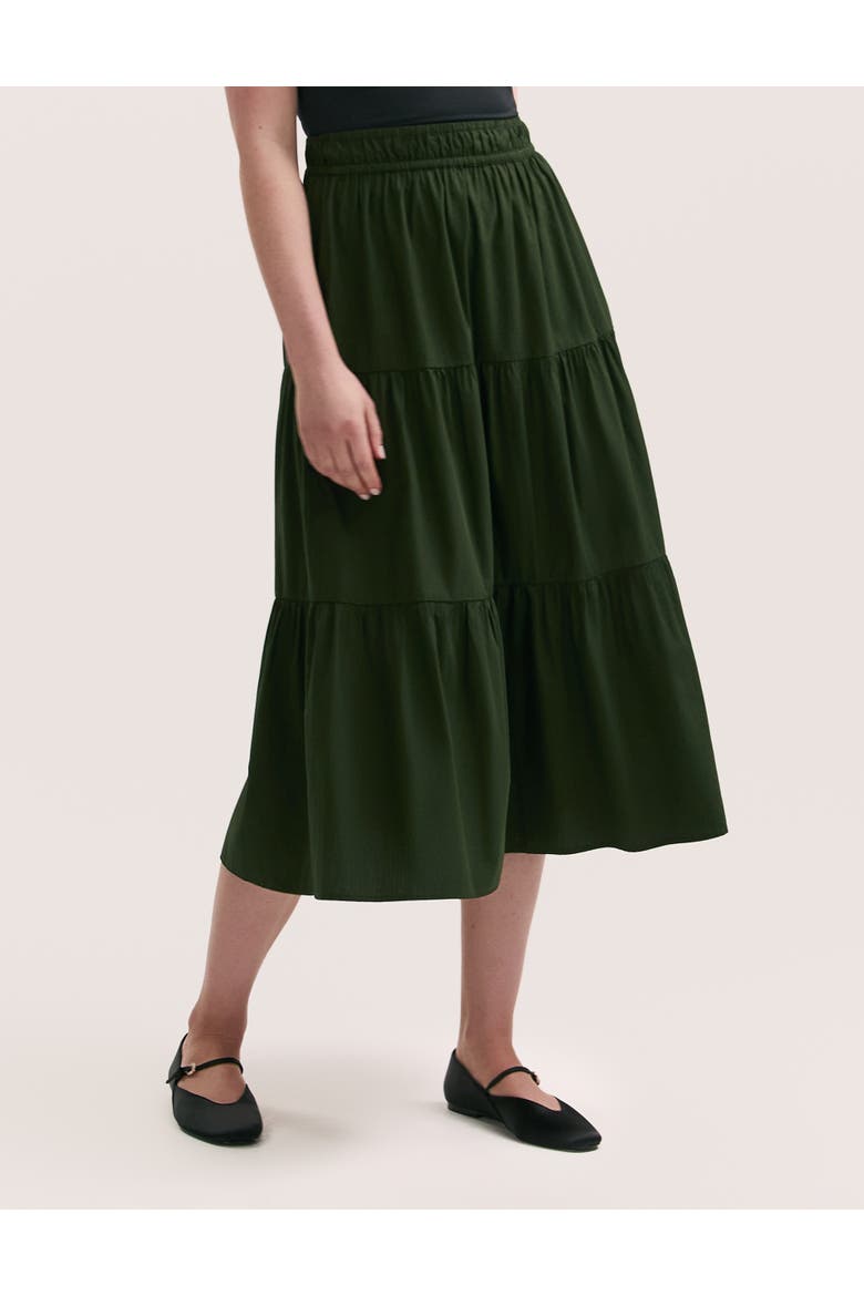 Harleen Cotton Midi Tiered Skirt, Main, color, Dark Khaki