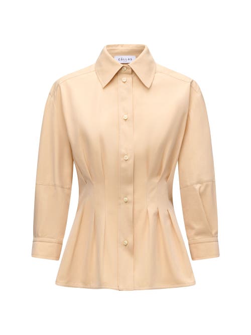 Callas Milano Rhessa Pleated Cotton Shirt In Neutral