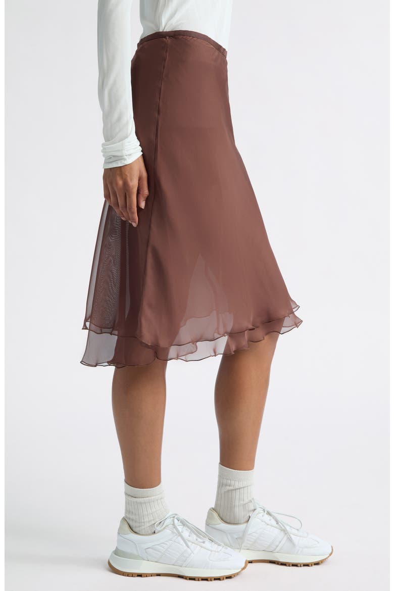 Colette Sheer Chiffon Midi Skirt, Alternate, color, BROWN