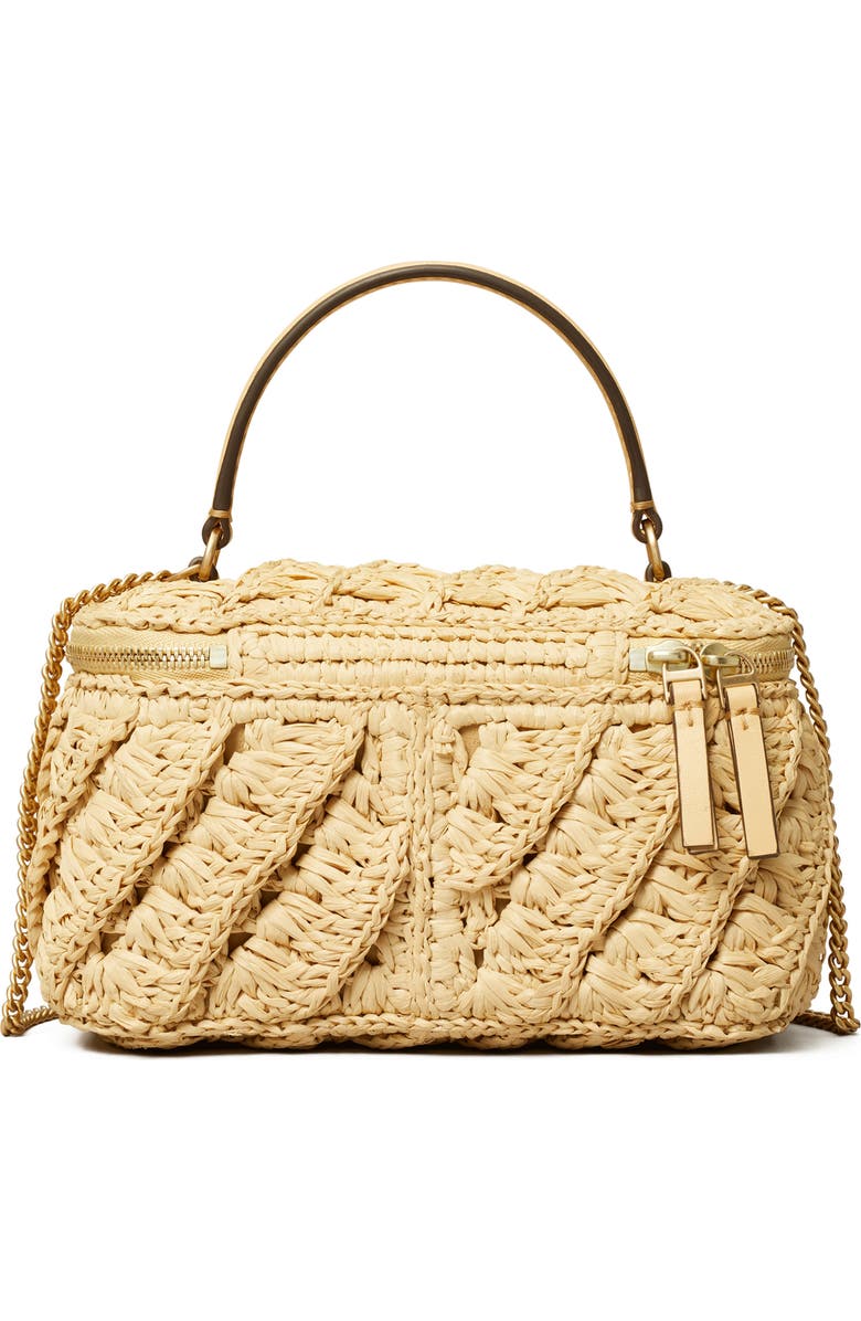 Tory Burch Kira Crochet Raffia Vanity Case, Alternate, color,