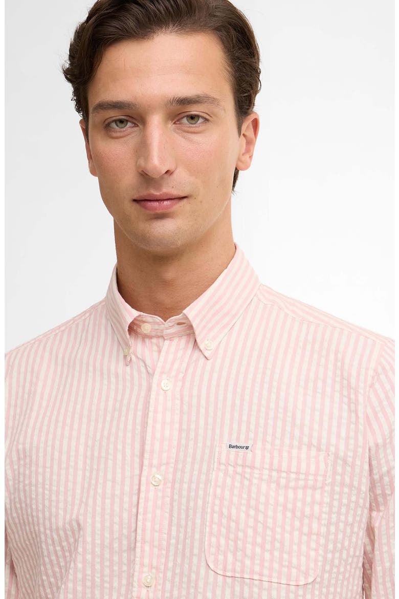 Cresswell Stripe Cotton Seersucker Button-Down Shirt, Alternate, color, MINERAL PINK