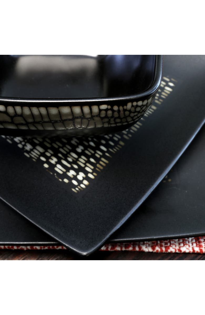 Elama Naina 16 Piece Double Bowl Stoneware Dinnerware Set, Alternate, color, Beige