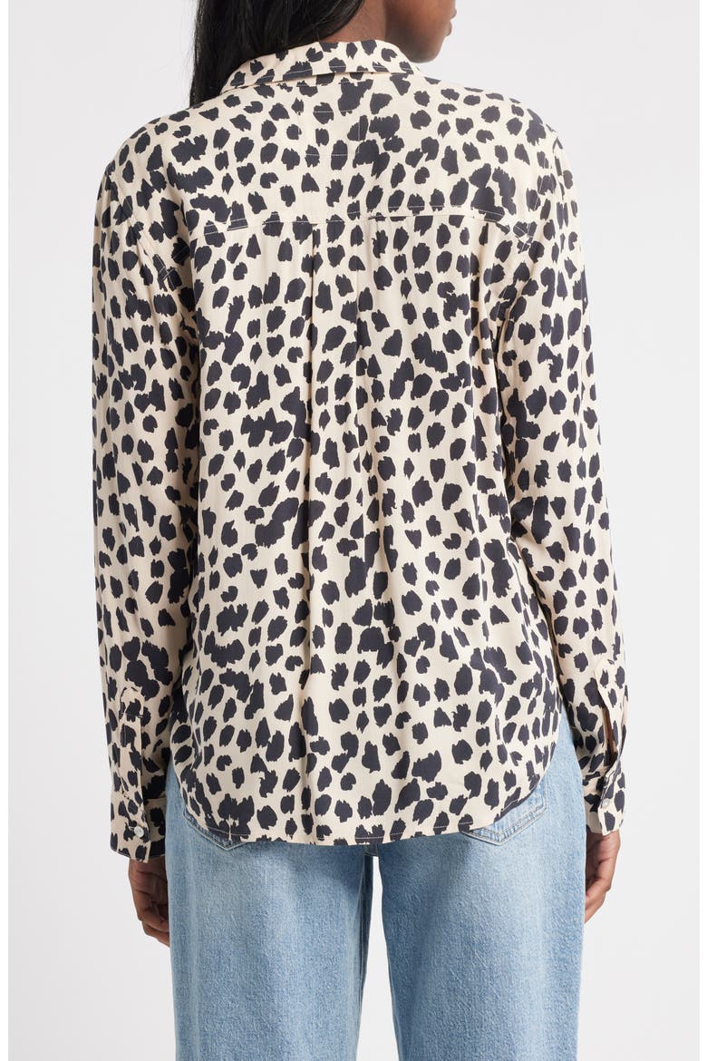 Josephine Snakeskin Print Button-Up Shirt, Alternate, color, TAUPE SPOTTED