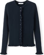 MANGO Ruffle Trim Rib Cardigan