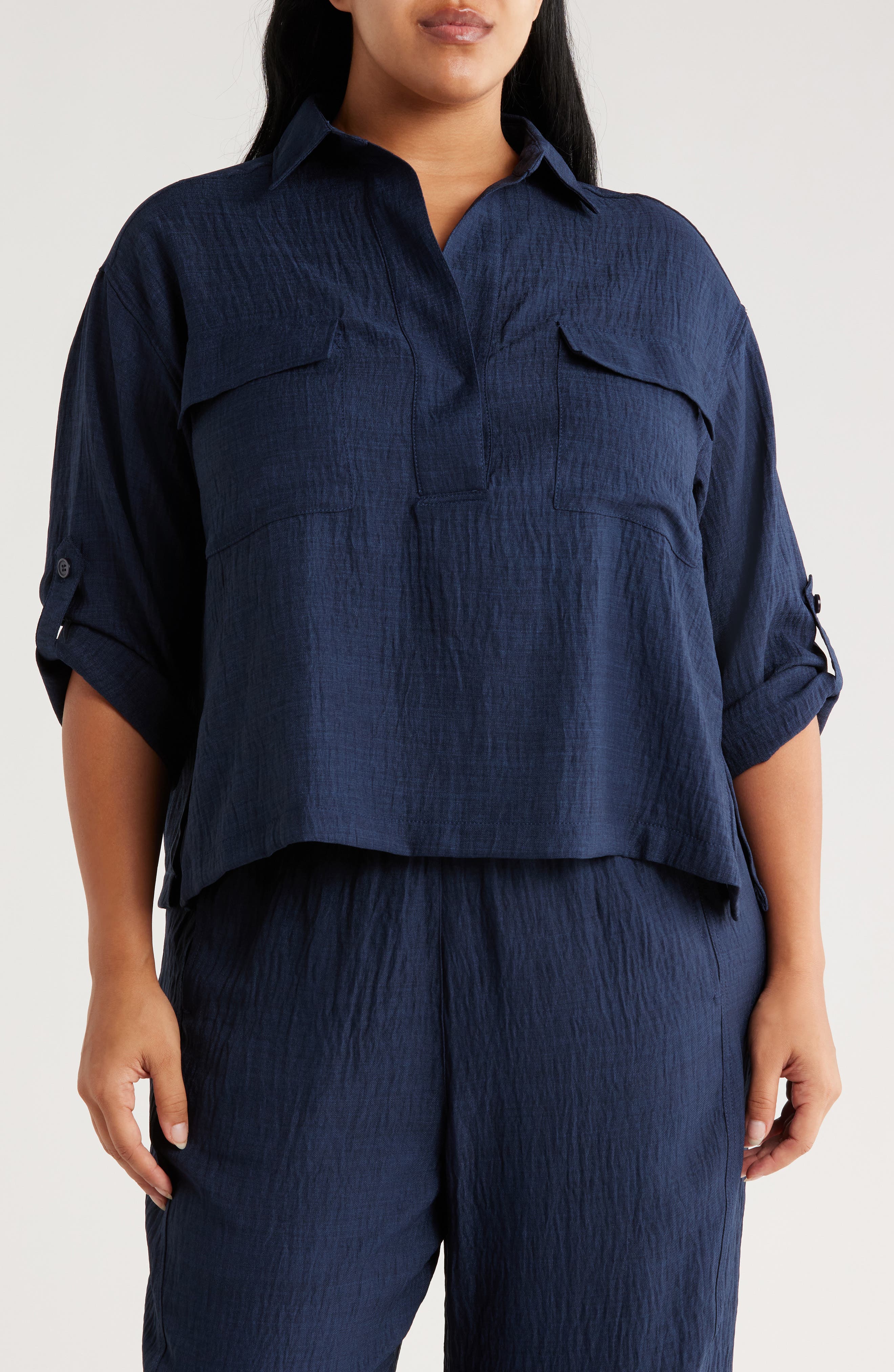 MAX STUDIO Textured Collared Shirt