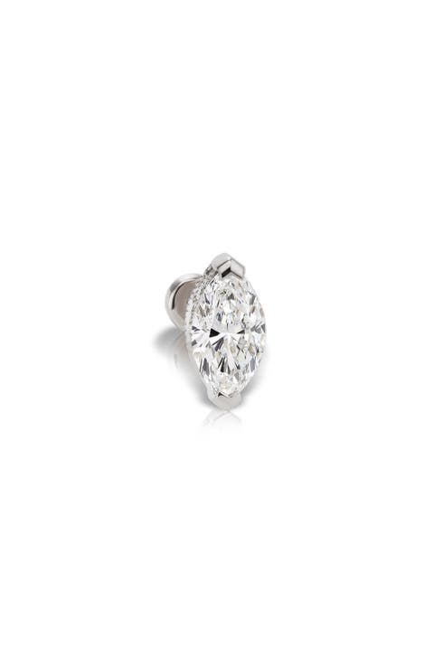 Marquise Diamond Threaded Stud Earring