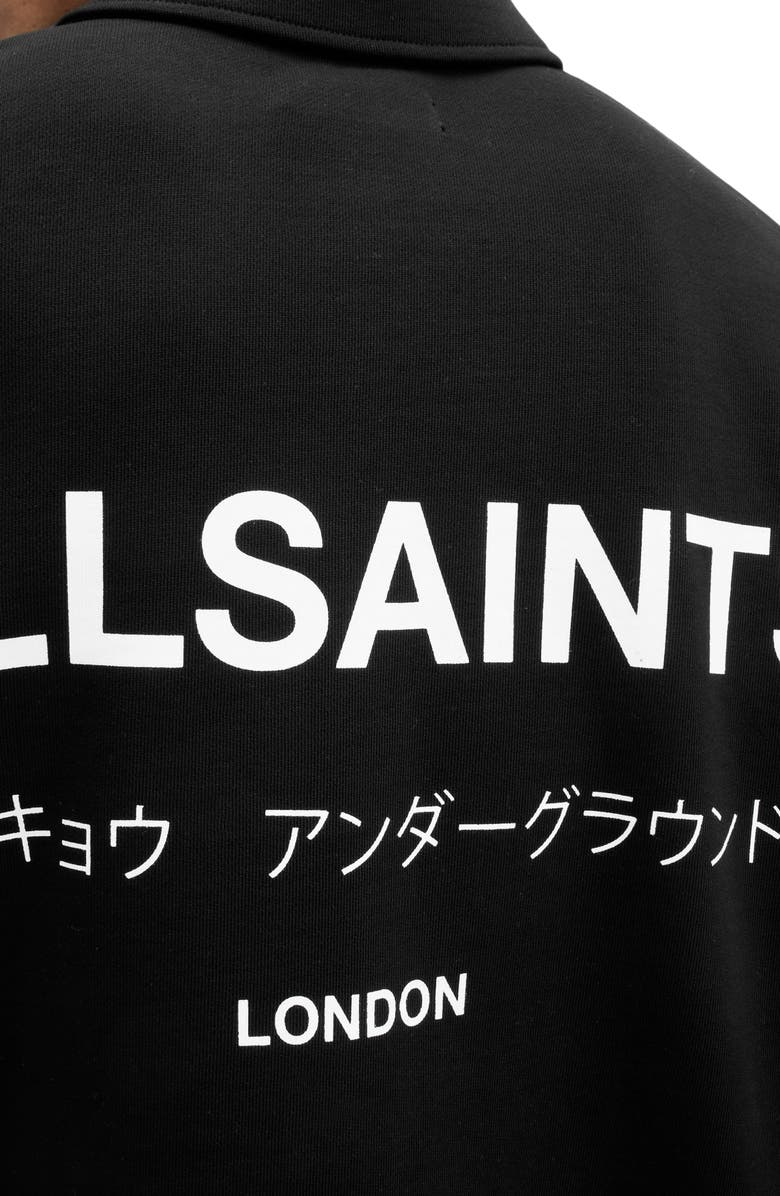 AllSaints Underground Long Sleeve Cotton Polo Sweatshirt, Alternate, color, 