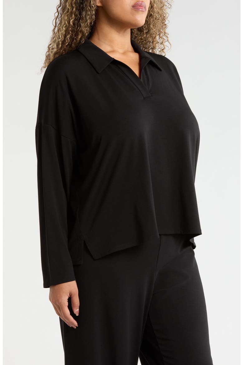 Boxy Henley Jersey Top, Alternate, color, BLACK