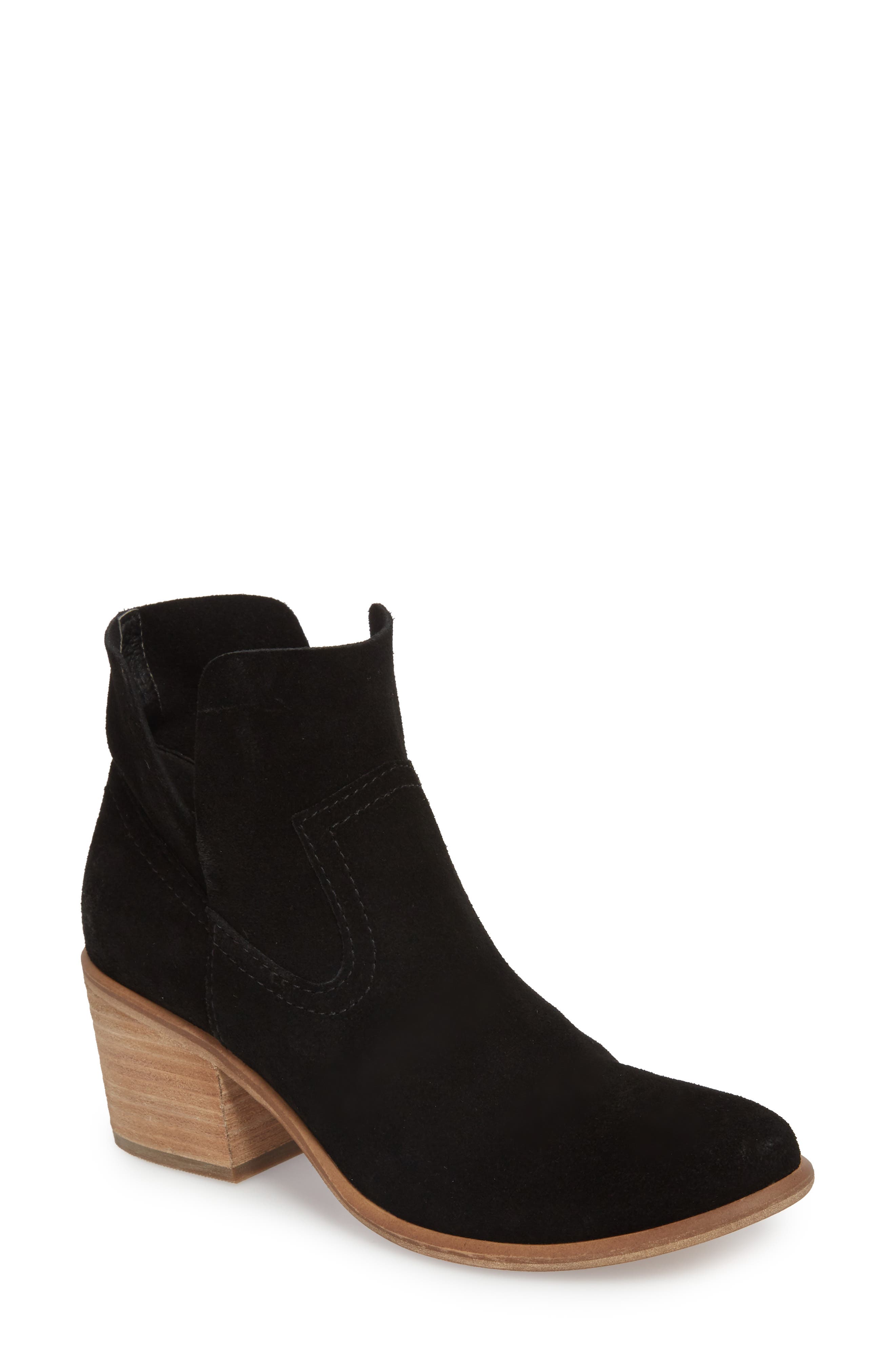 Brice Notched Bootie, Main, color, BLACK SUEDE