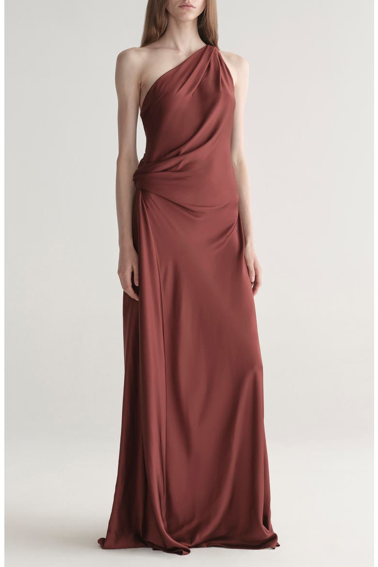 Aster One Shoulder Gown, Alternate, color, BLACK CHERRY