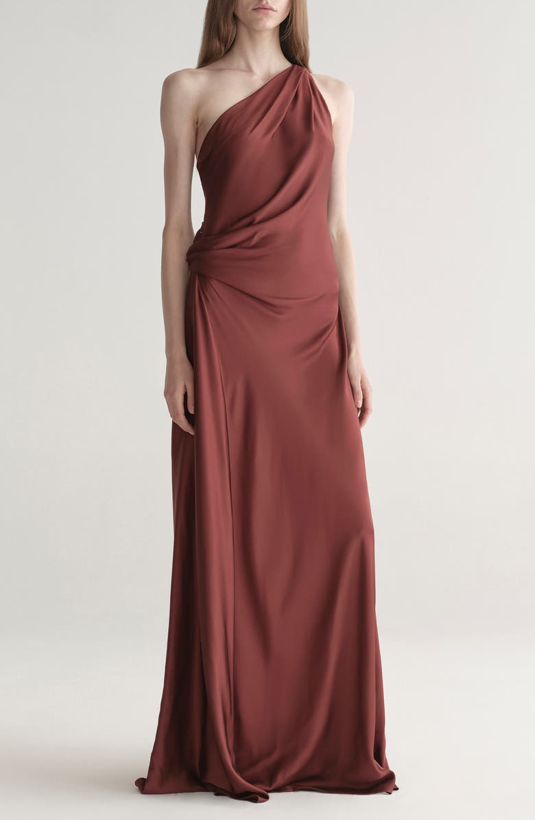 A.L.C. Aster One Shoulder Gown, Alternate, color, Black Cherry