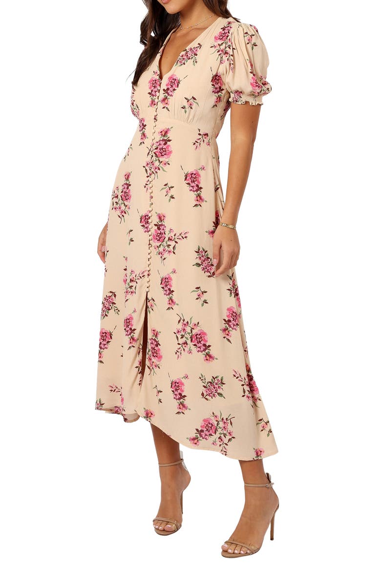 Logen Floral Midi Dress, Alternate, color, VANILLA ROSE