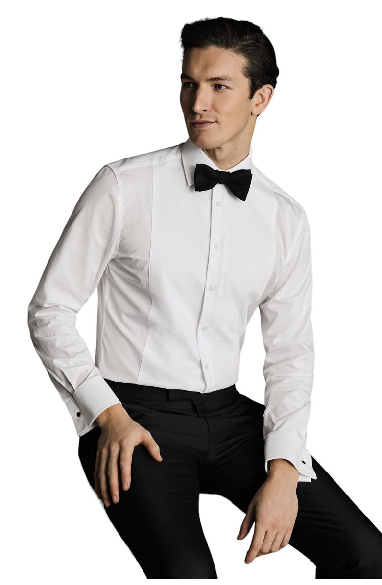Charles Tyrwhitt Bib Front Evening Slim Fit Shirt Double Cuff, Alternate, color, White