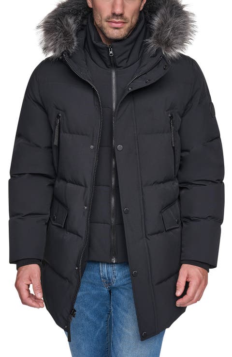 Faux Fur Trim Hooded Down & Feather Fill Parka