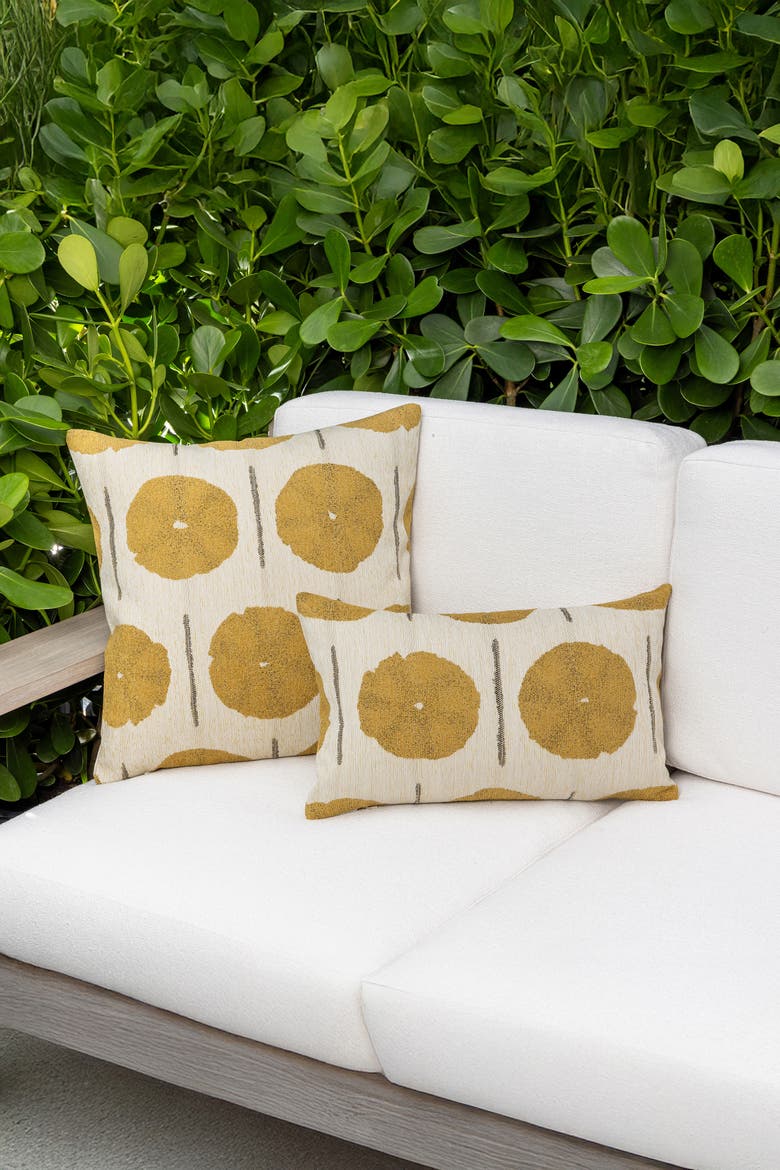 Solstice Jacquard Indoor & Outdoor Woven Accent Pillow, Alternate, color, Gold