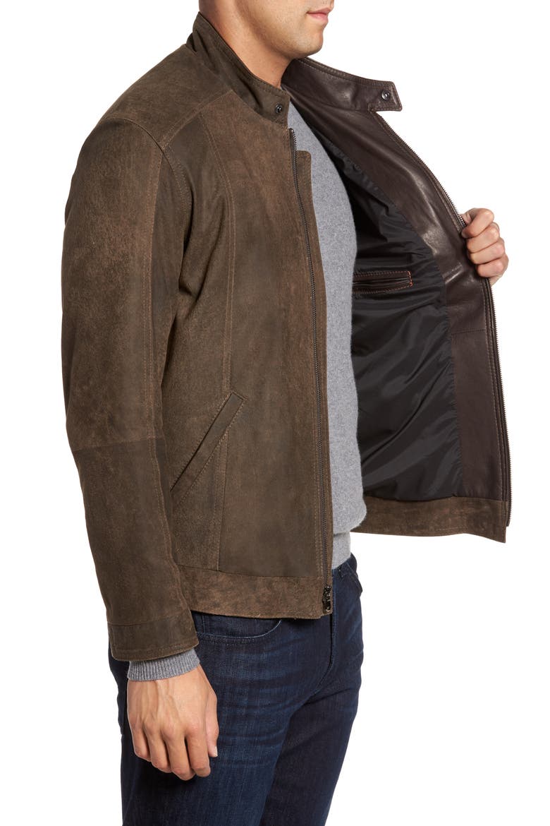 Suede Moto Jacket, Alternate, color, FRONTIER/ COCOA