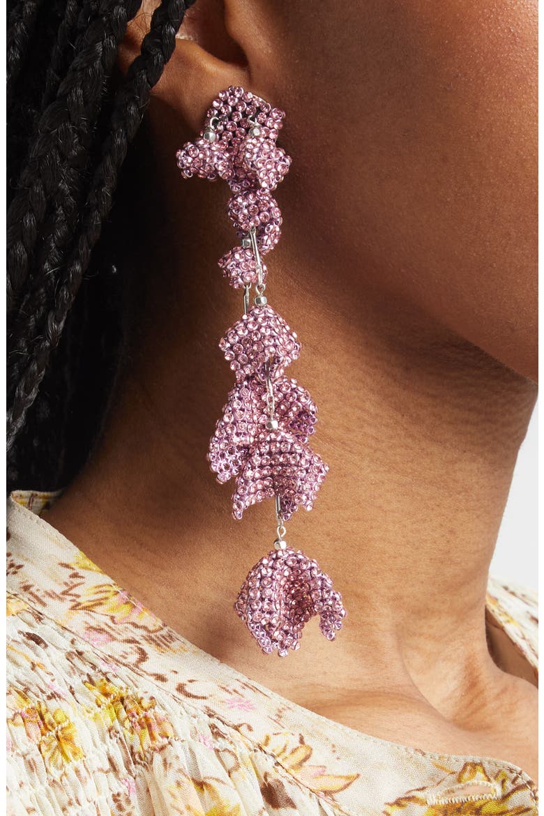 Mismatched Floral Drop Earrings, Alternate, color, PINK/ SILVER PKSI
