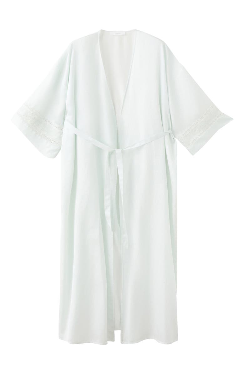MANGO Embroidered Sleeve Satin Robe, Alternate, color,